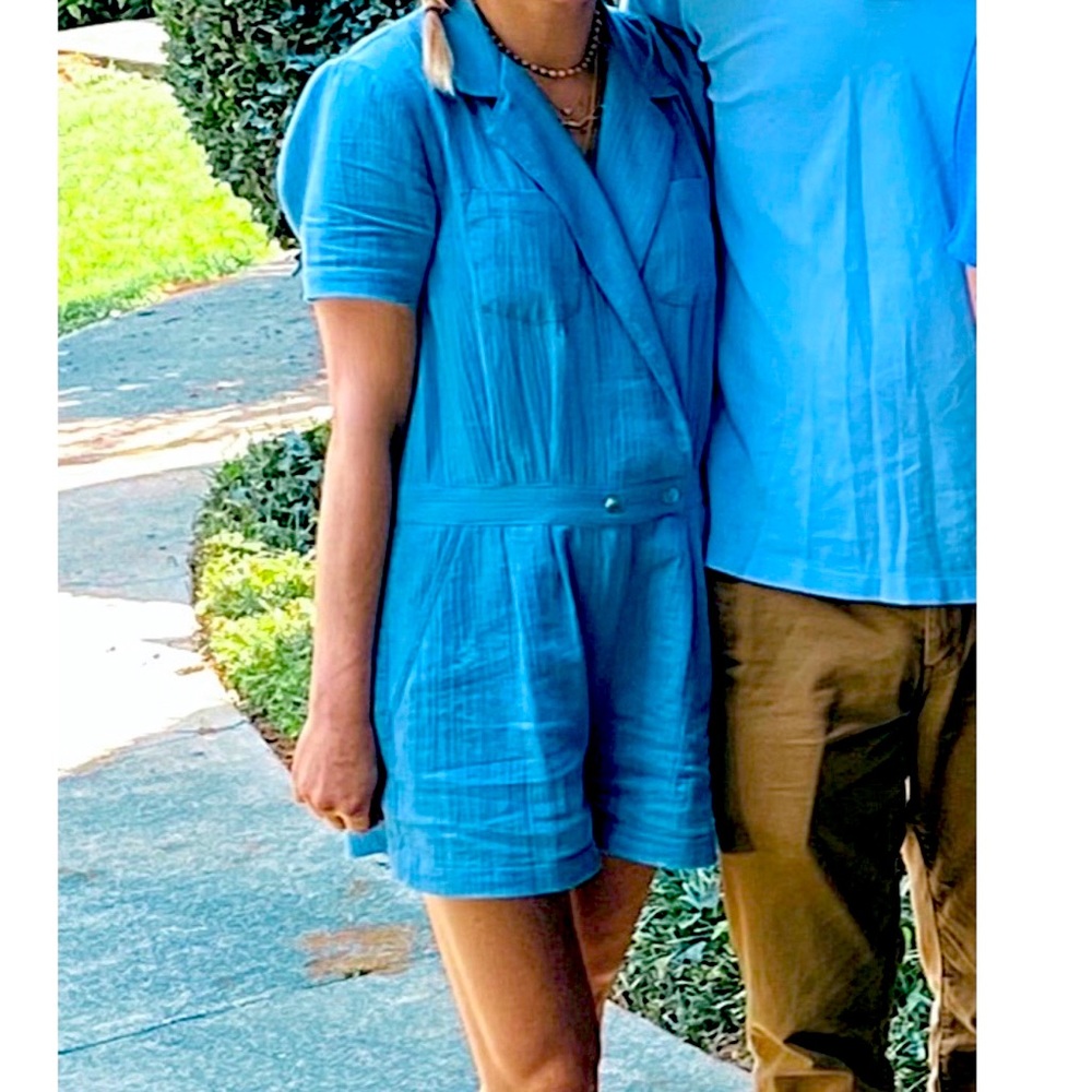 BCBGeneration Blue Romper with Pockets